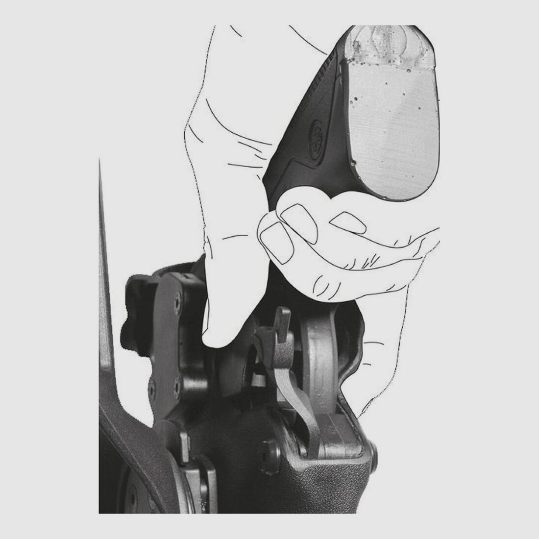 Polymerholster “RESCUE” mit Sicherung Glock 17/18/19/19X/22/25/31/32/37/38/45 Linkshänder