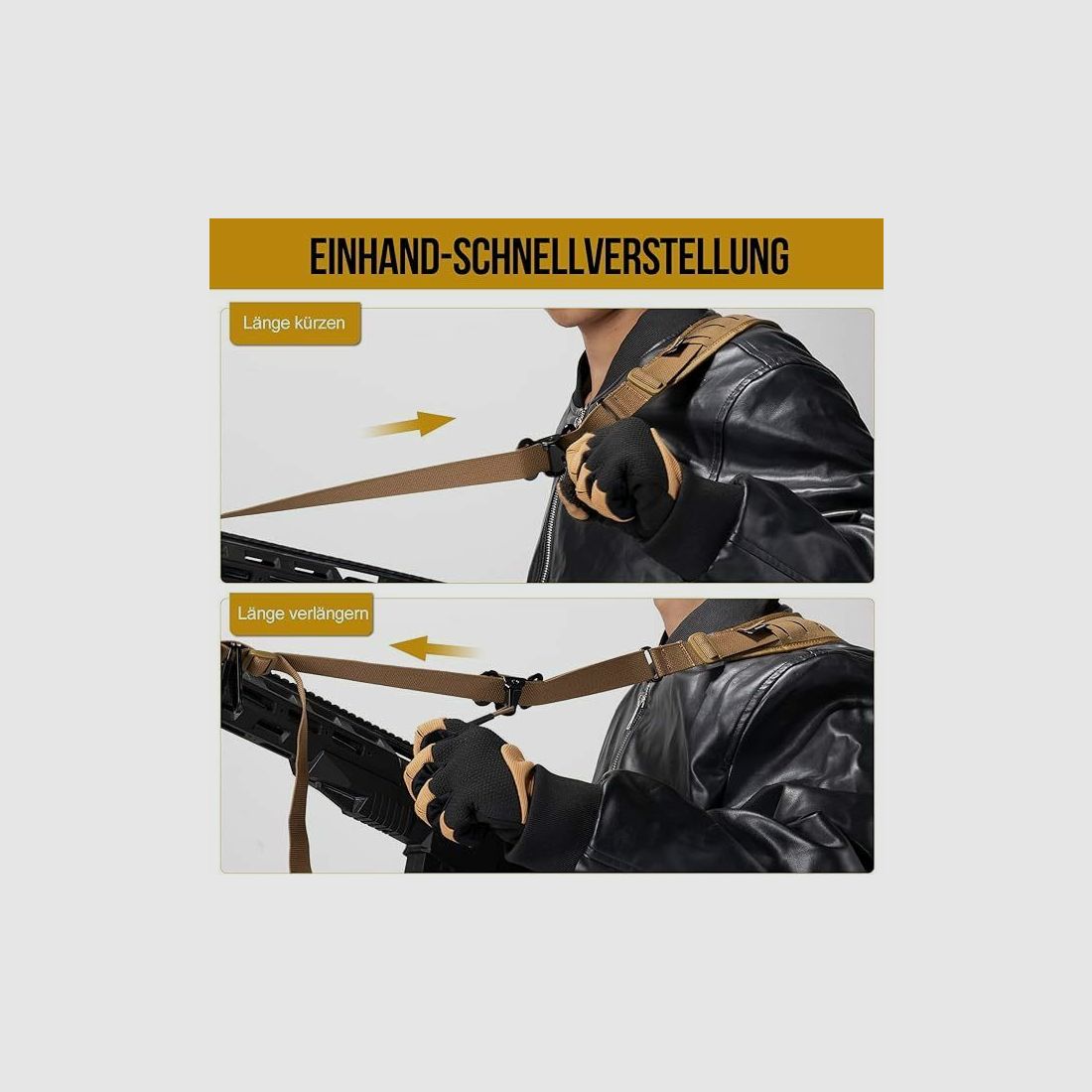 SNS 2 Punktowy Pasek do Karabinu, Tan QD + Hak HK