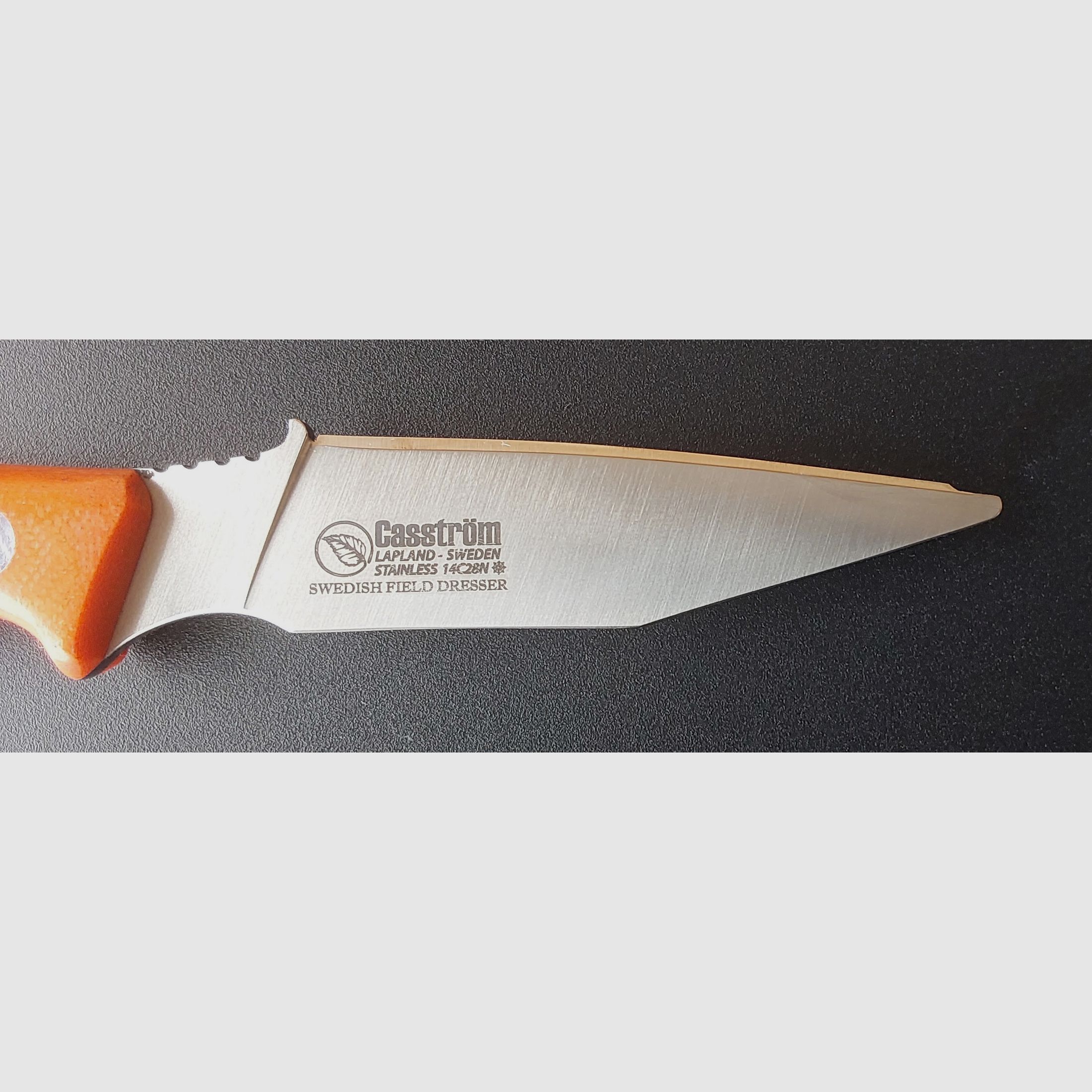Casström Schwedisches Feldmesser, Orange G10, Jagdmesser, Aufbrechmesser, Skinner