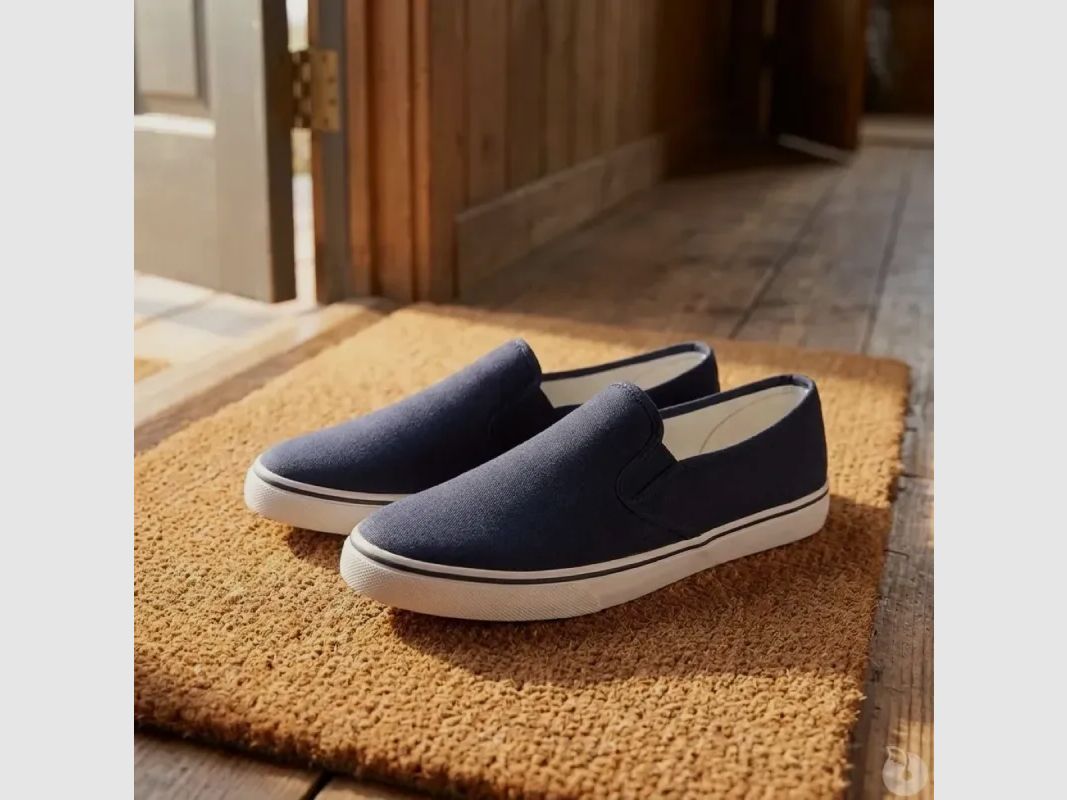 Herren Schuhe aus weichem, marineblauem Textil - Niedrigschaft, Bild 4 von 9