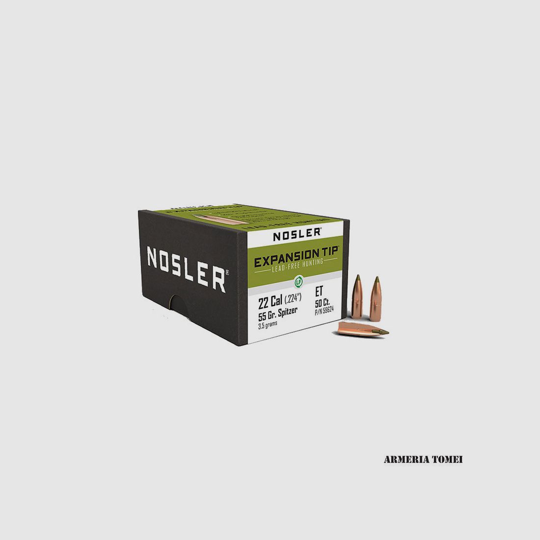 NOSLER – BULLE – E-TIP 22 CAL. (.224″) SPITZER 55GR -59624 (PACK. 50 PCS.)