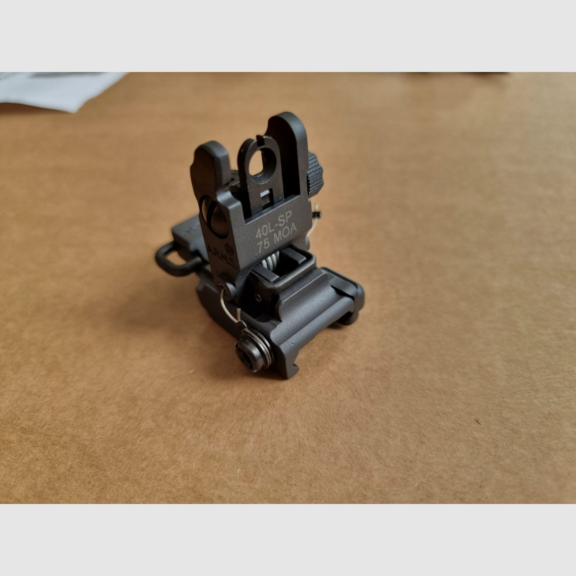 *RARA* A.R.M.S. - Sistema de riel #50-C con miras de gas plegables #41-BL y miras traseras #40-L - AR15 de los 2000