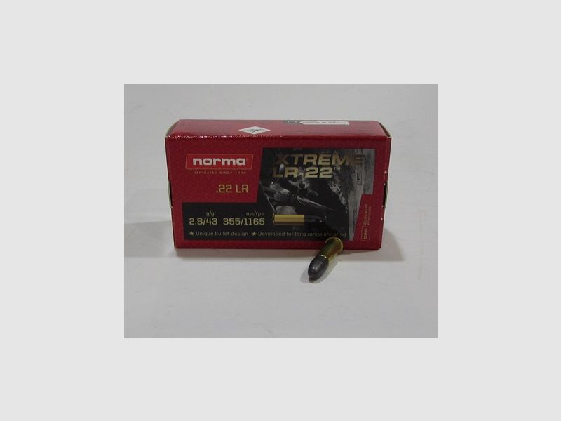 Box mit 50 Patronen .22lr Norma Extreme Long Range 43 Grain