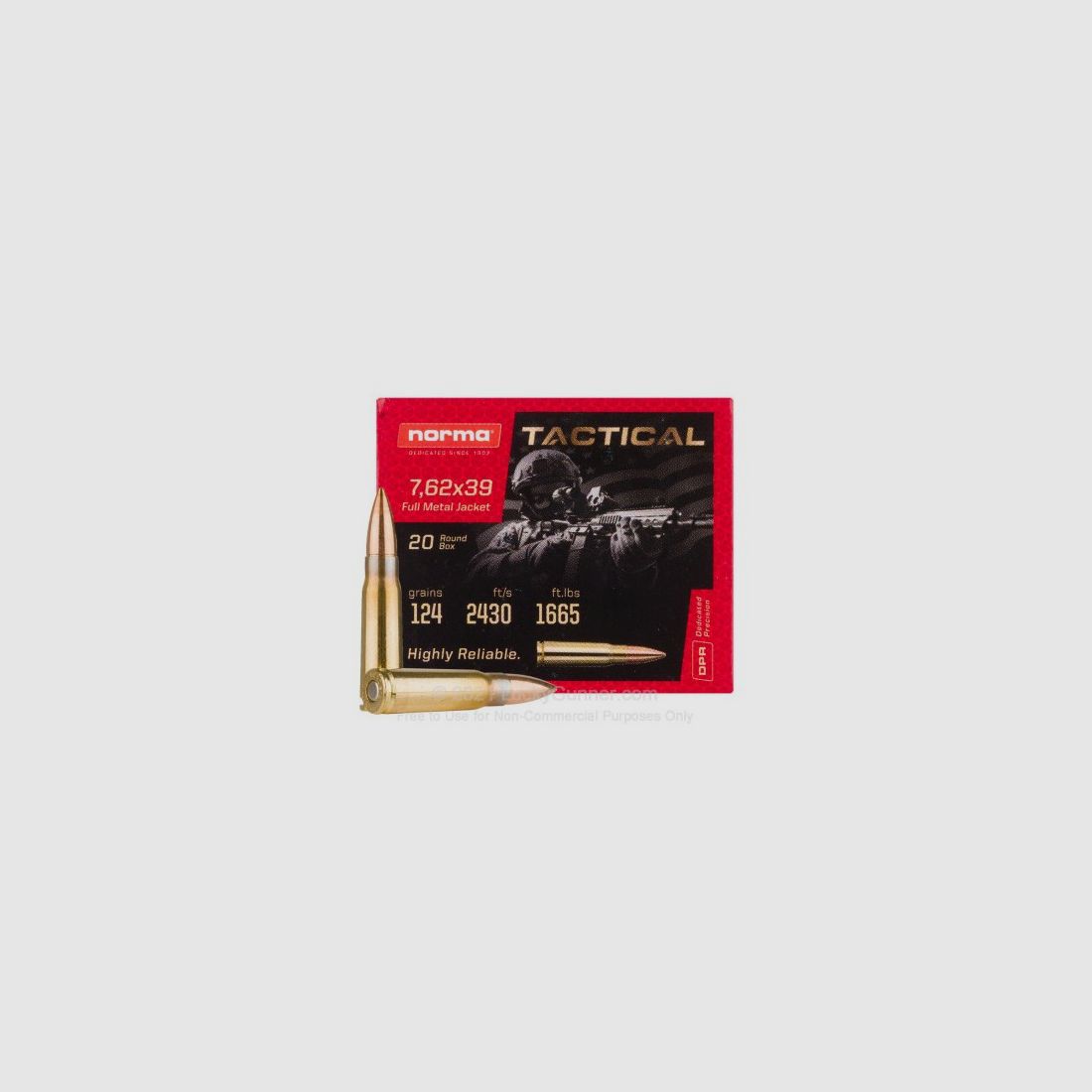 NORMA 7.62x39 Tactical FMJ 124gr, Scatola 1000, immagine 1 di 2