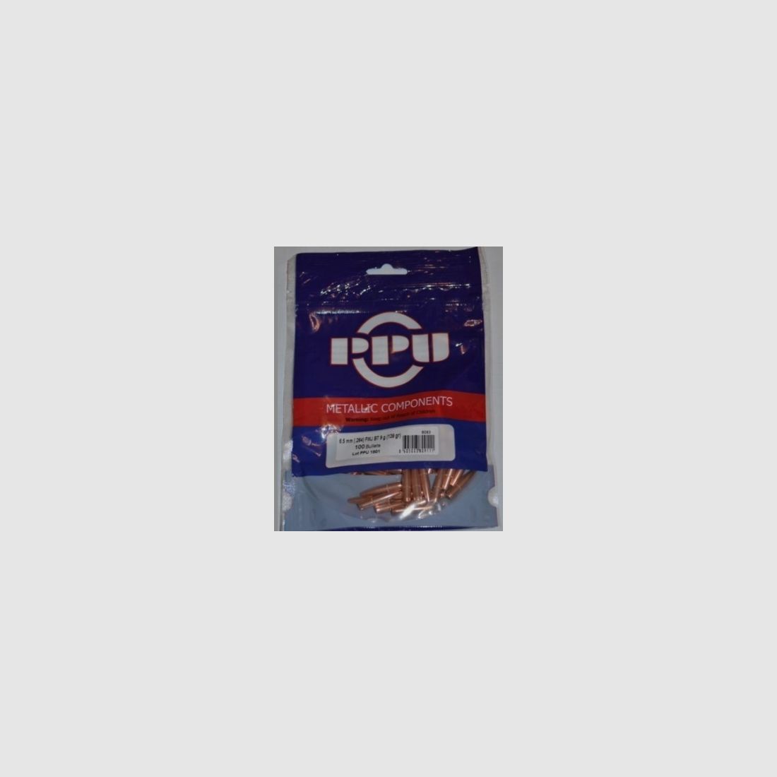 PPU Bullets 6.5mm - .264 in 139 Grain 9.0 Grams - 100 pcs #B-083 - FMJ with Crimping Groove