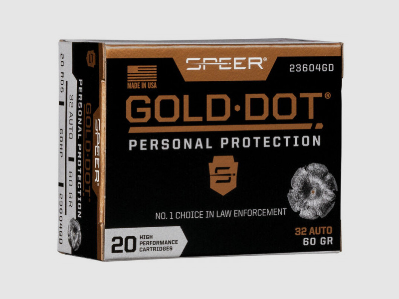 SPEER GOLD DOT 7,65MM BROWNING/ 32 AUTO - GDHP / HOLLOW POINT - 20 SCHUSS