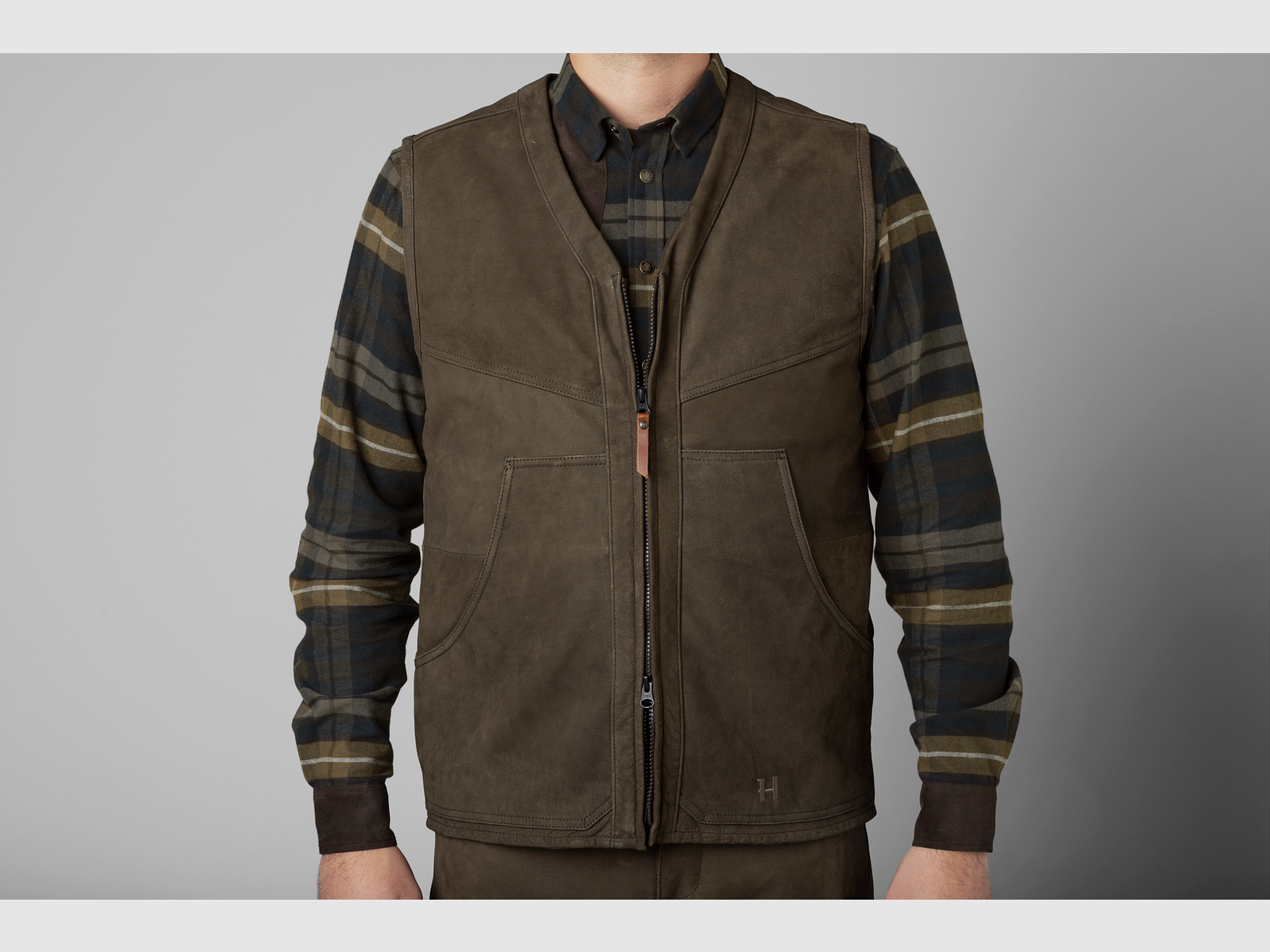 Härkila Pro Hunter leather waistcoat Willow green, billede 2 af 9
