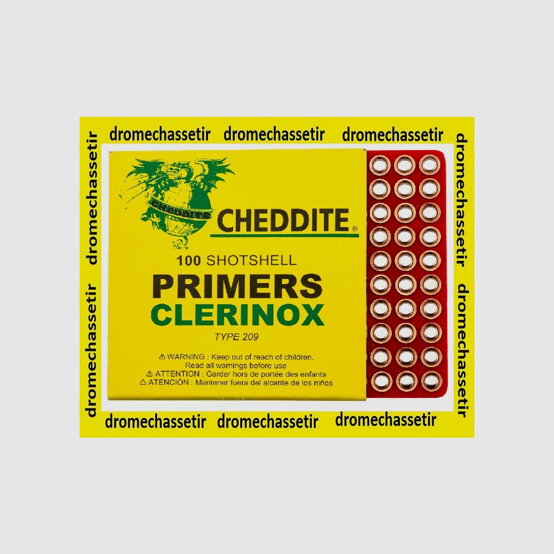 plaquette de 100 amorces chasse Martignoni , type 209