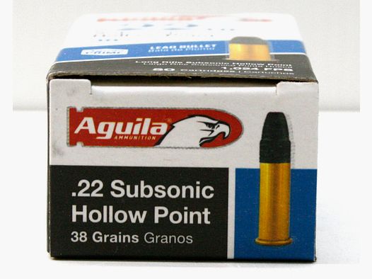 50 Schuss AGUILA .22 l.r. lfb 38gr SUBSONIC HP Hohlspitz KK JAGD Munition 1024FPS Hollow Point! NEU!