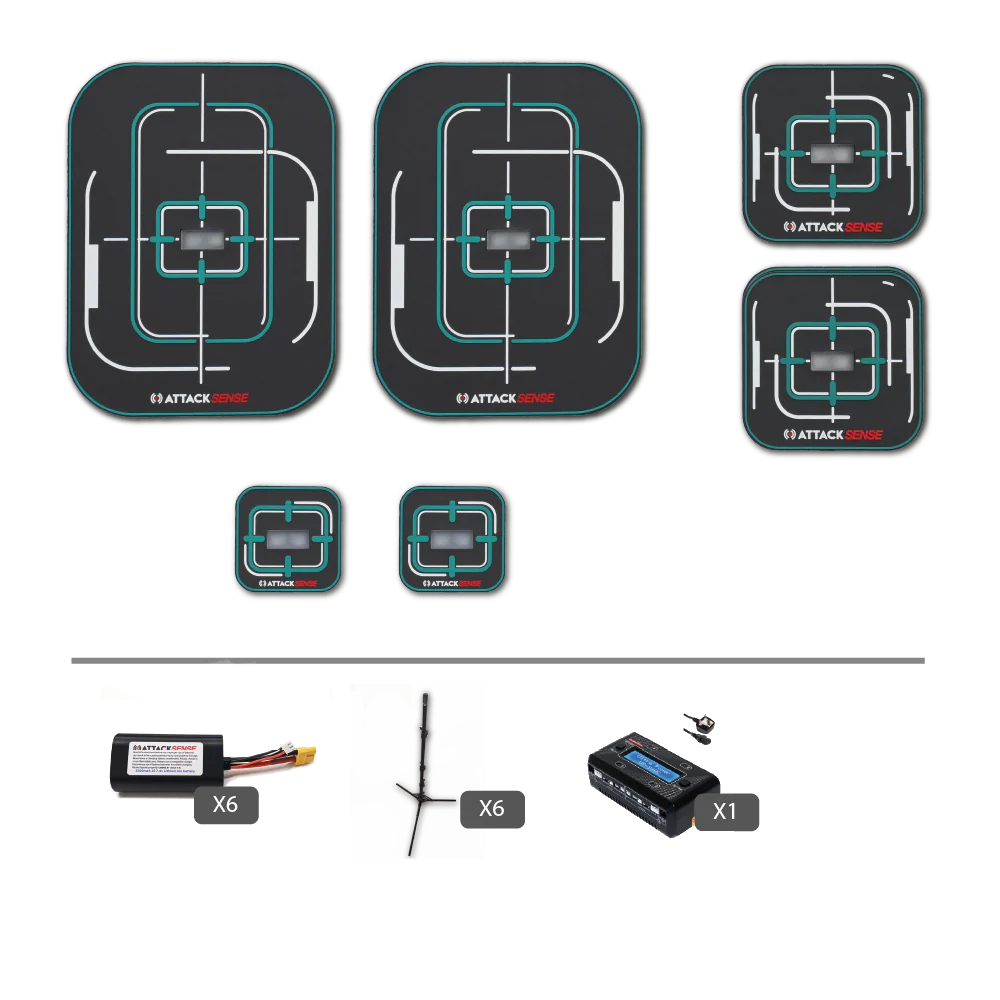 Pack of 6 Electronic Targets Attack Sense Version with Batteries and Stands