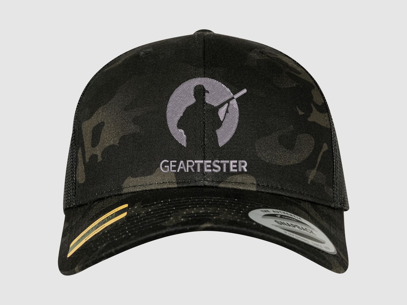 Geartester Multicam Retro Trucker-Kappe, großes Logo