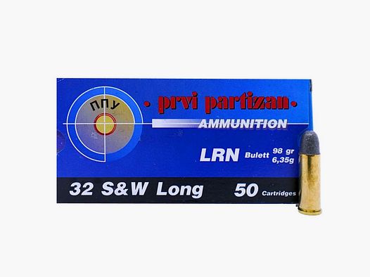 Prvi-Partizan .32 S+W Long LRN 6.35g/98gr. Handgun cartridges