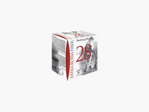 Box mit 25 Patronen B&P Extra rossa 28 Fiber Kal. 28/70mm Nr. 6 21G Fettladung