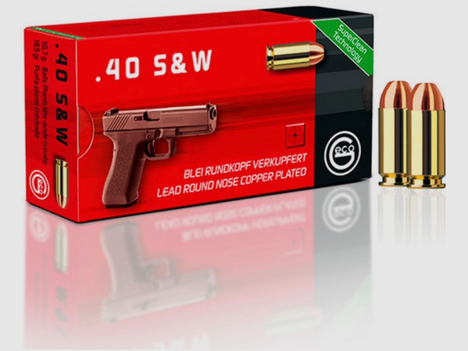 Geco .40 S&W Blei Rundkopf verkupfert 10,7g 165grs. Pistolenmunition