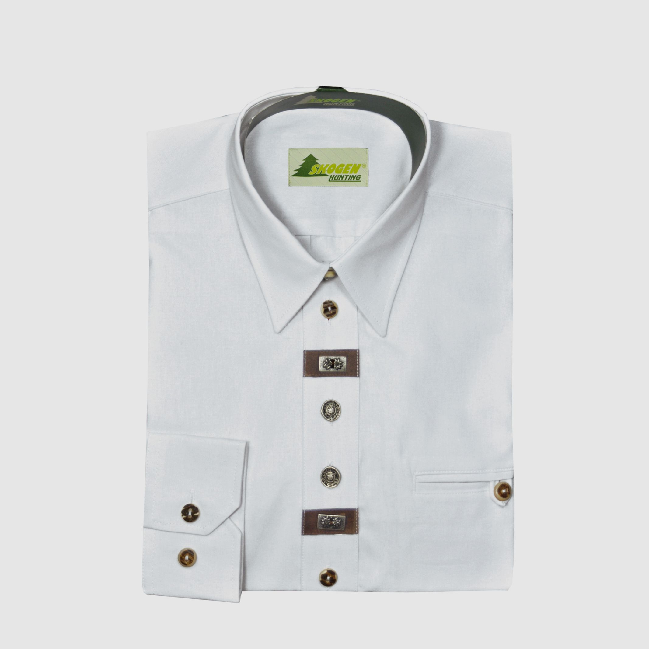 Chambray shirt 1/1-mouw - met beenknop / decoratief stuk