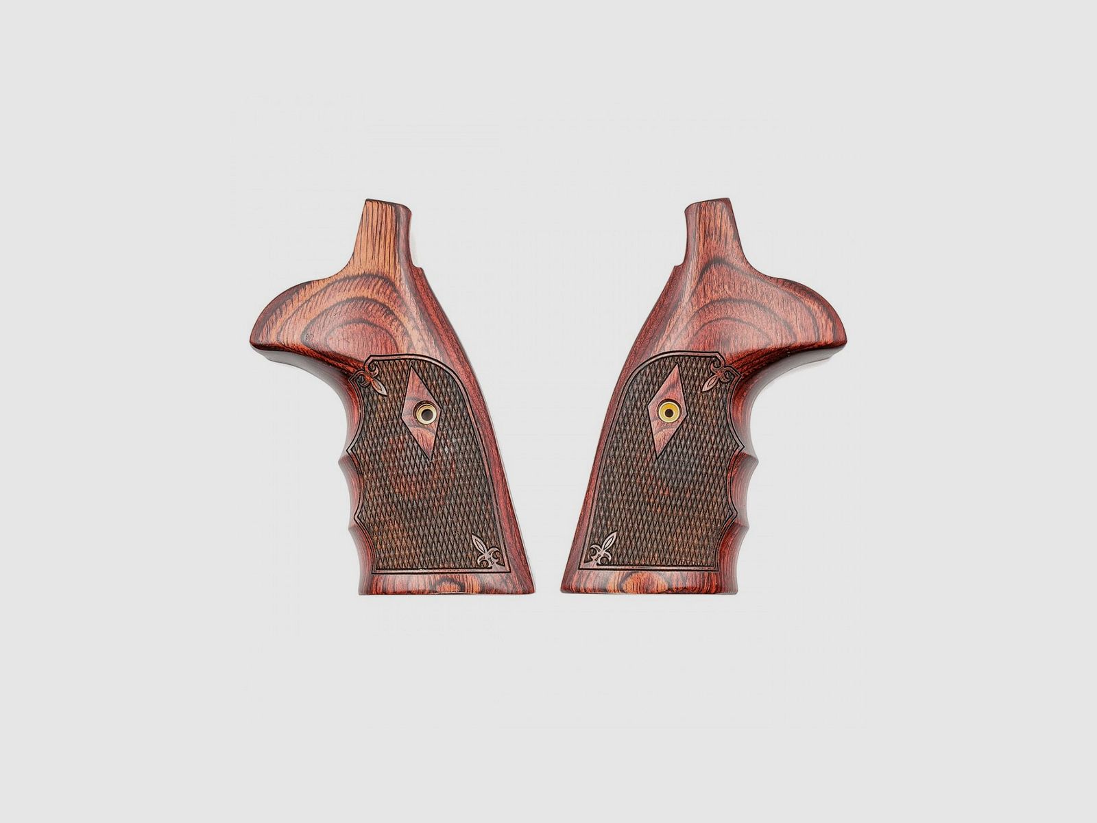 S&W N ROUND CONVERSION BATELEUR SUPER ROSEWOOD CHECKERED FLEUR-DE-LIS, Bild 3 von 4