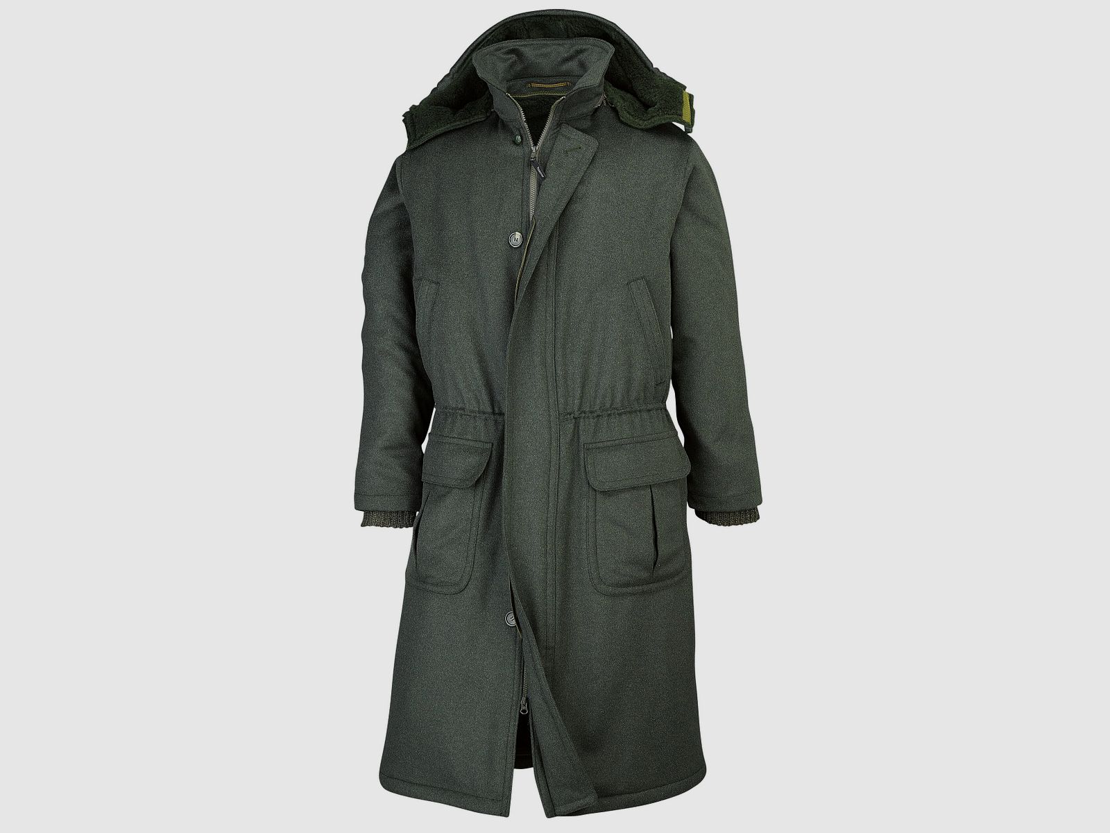 Cappotto da caccia in Loden con fodera in pelliccia sintetica