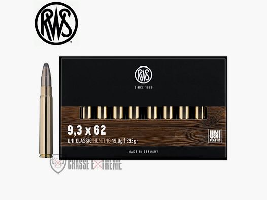 20 cartucce RWS cal. 9.3X62 293gr UNI Classic