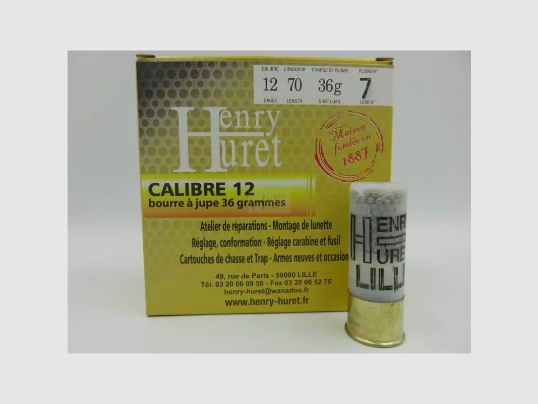 Cartuccia Henry Huret cal 12 BJ 36 g Pl 7d Scatola da 25, immagine 2 di 2