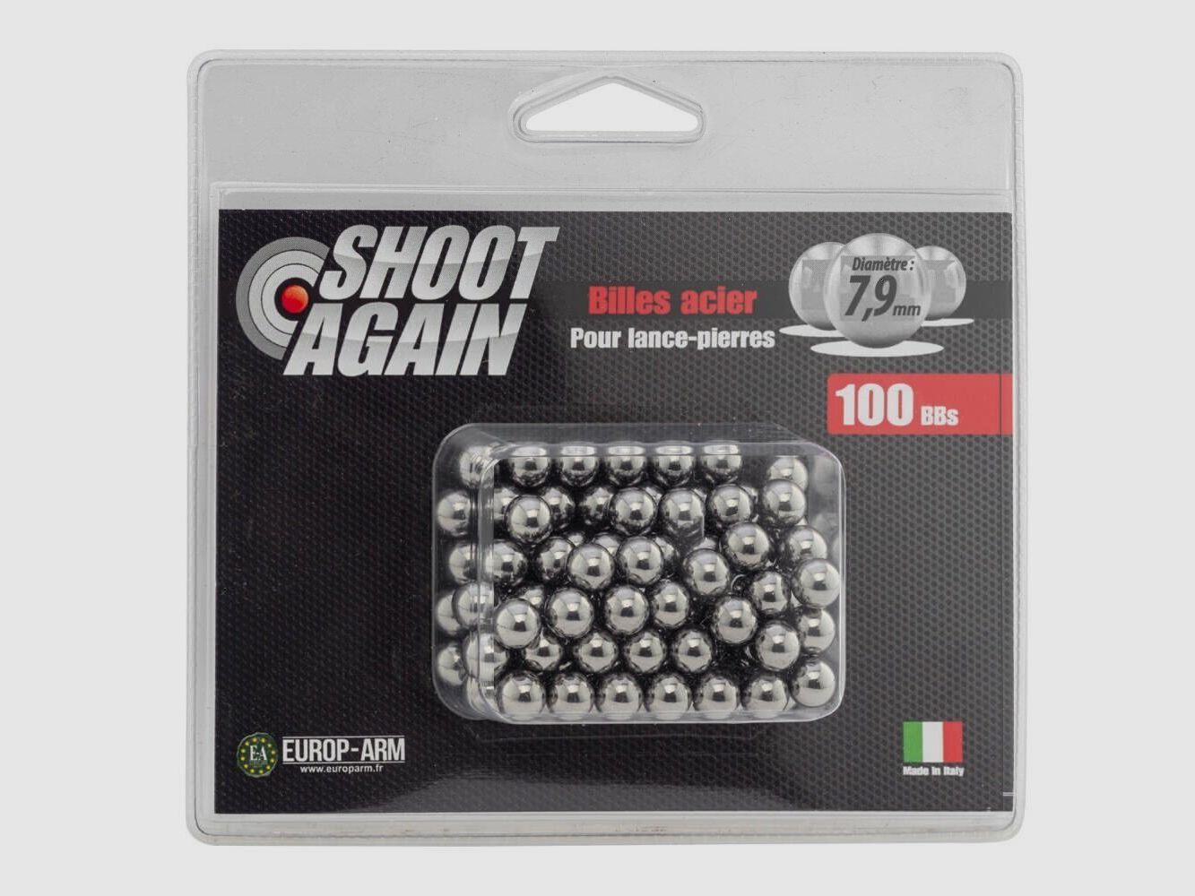 100 pallini in acciaio – 7,9 mm.