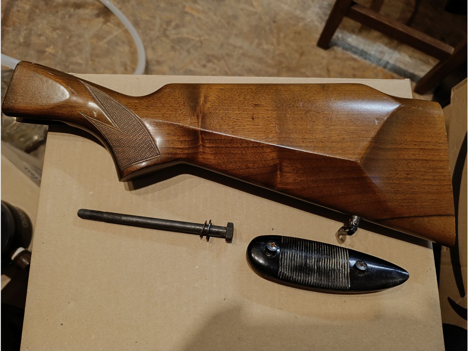 Wooden stock Anschütz 522 525 used spare part walnut