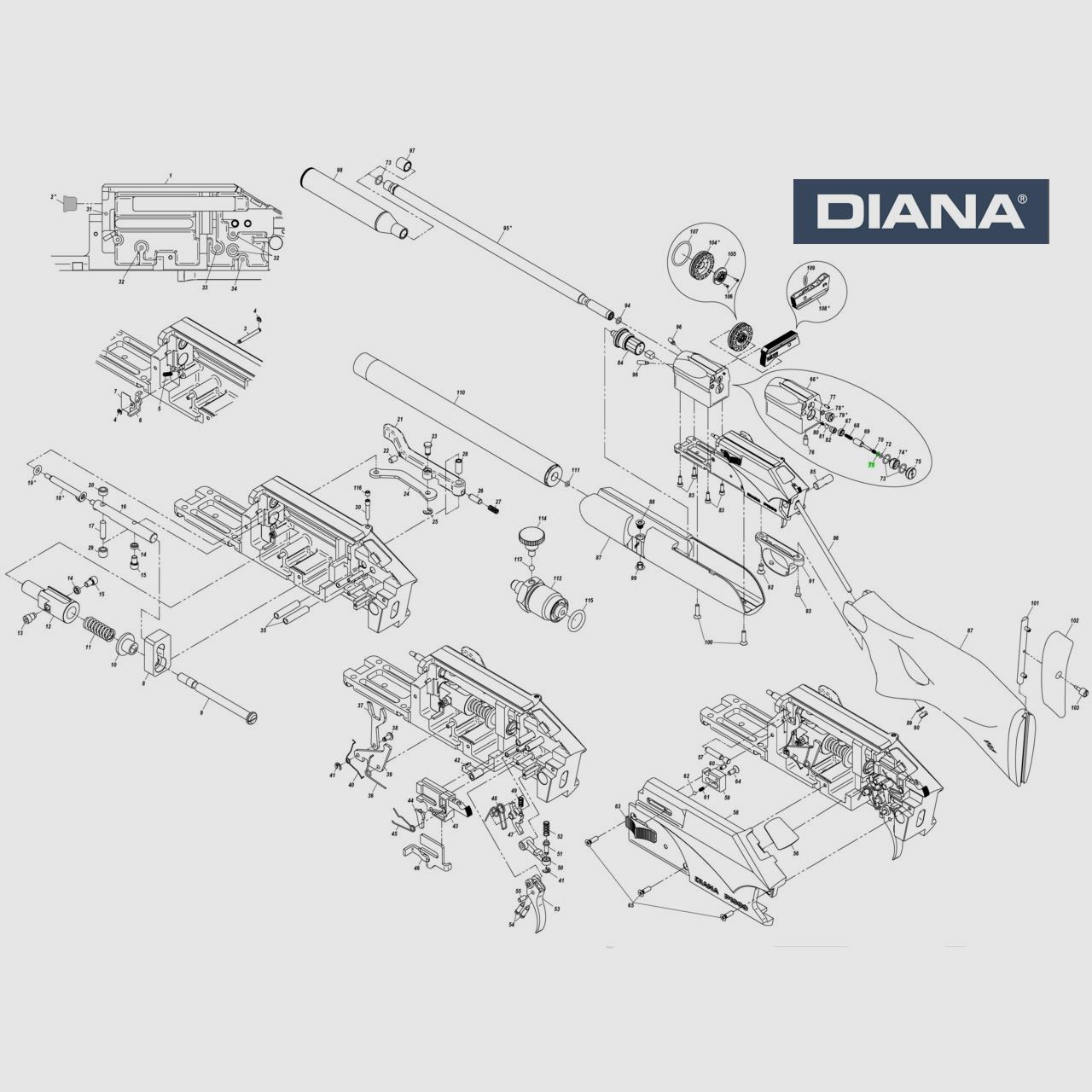 Scheibe fĂĽr Ventilblock DIANA Pressluftgewehr P1000 Kal. 4,5 - 5,5 mm, Ersatzteil