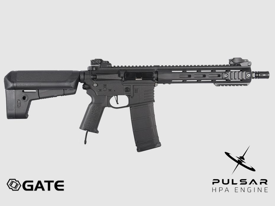 Delta Armory M4 AR15 M-LOK 10 Zoll CHARLIE GATE PULSAR HPA Airsoft Gewehr in Schwarz