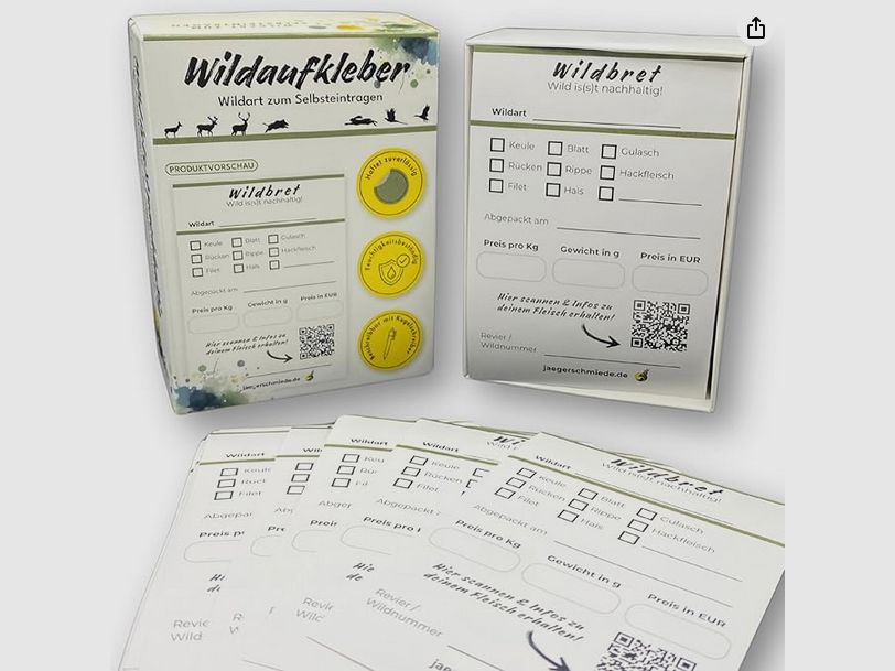 Jägerschmiede Wildaufkleber | 100 Stück | Format A7, 105 x 74 mm