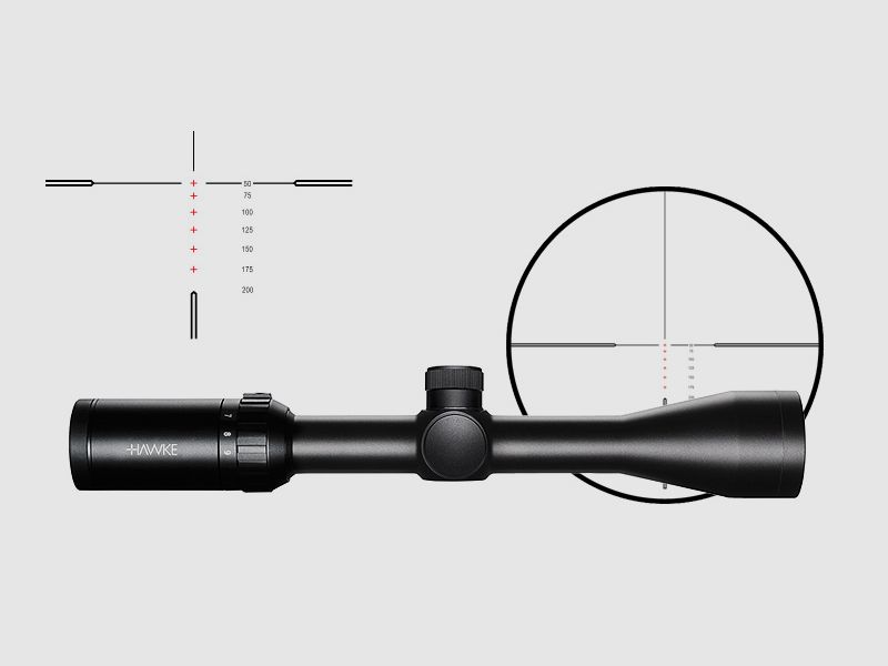 Zielfernrohr von Hawke Modell Vantage IR 1 Zoll 3-9x40, Absehen Rimfire .22 LR Subsonic