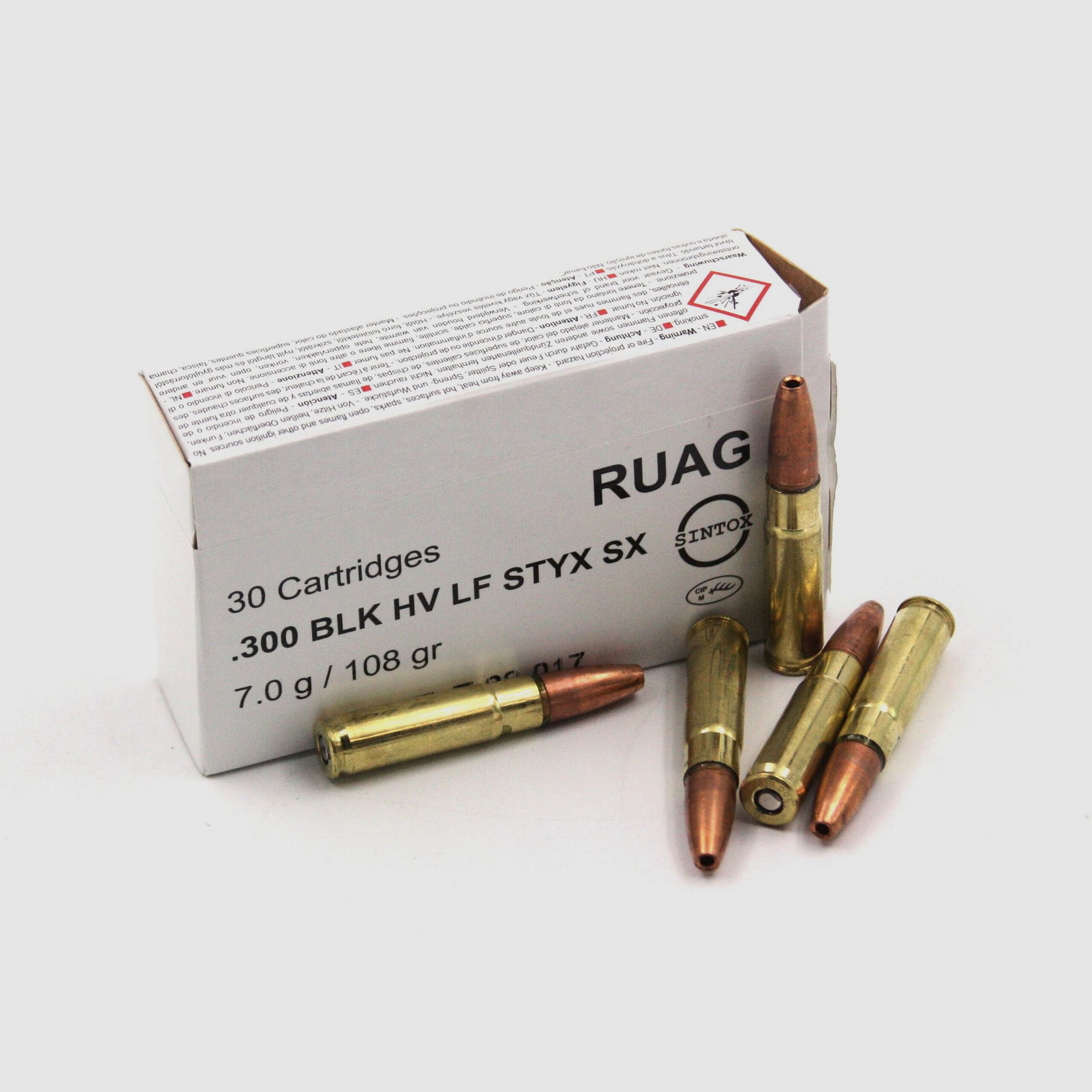 Ruag 300 Blackout HV STYX Syntox, FMJ, 7g 108gr., 30 Stk.