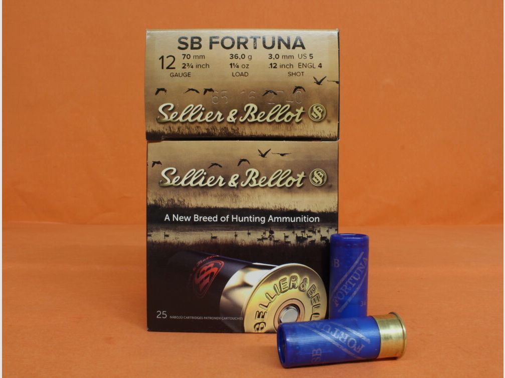 S&B Sellier & Bellot Patrone 12/70 S&B/ Sellier&Bellot 36g 3,0mm/ No.5 VE 25 Patronen (Fortuna Plastik)