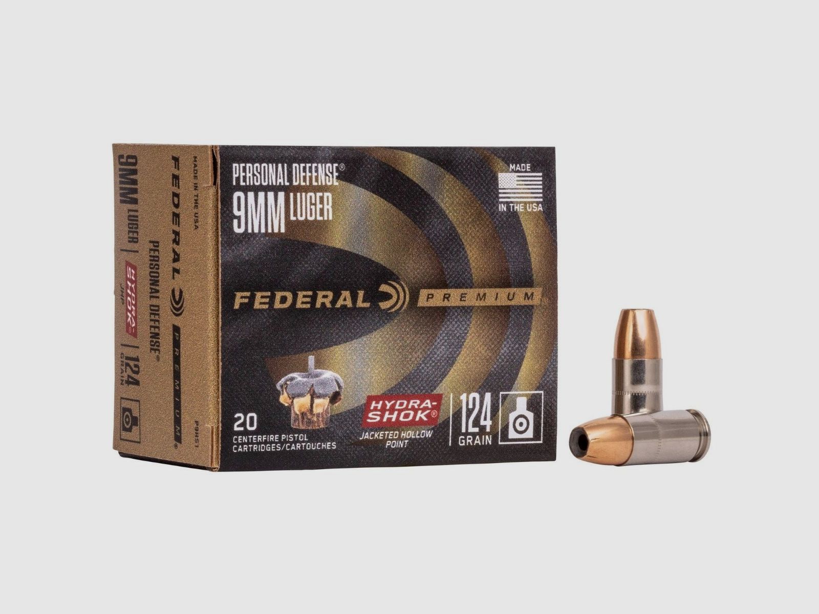 9x19 Federal Hydra-Shok JHP Personal Defense 124gr/8g (P9HS1), image 2 of 4