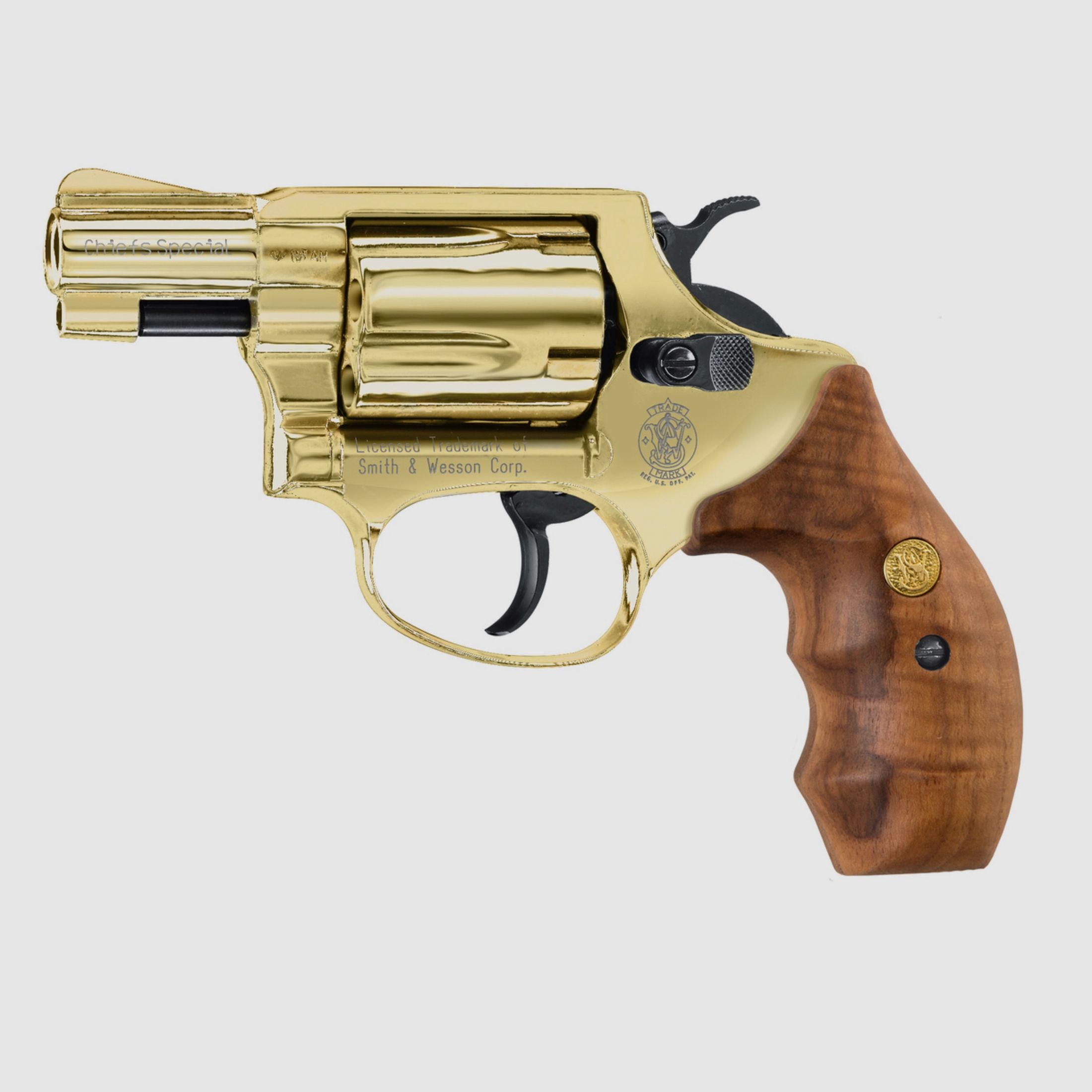Umarex 348.02.13 Smith & Wesson Chiefs Special 9mm R.K. 24 karat gold-plated wooden grips pyro