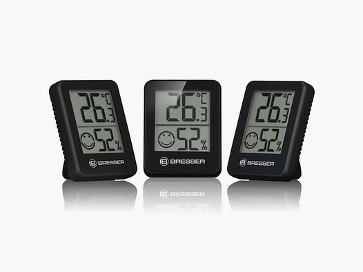 BRESSER ClimaTemp Thermo-Hygrometer Indikator 3er Set schwarz