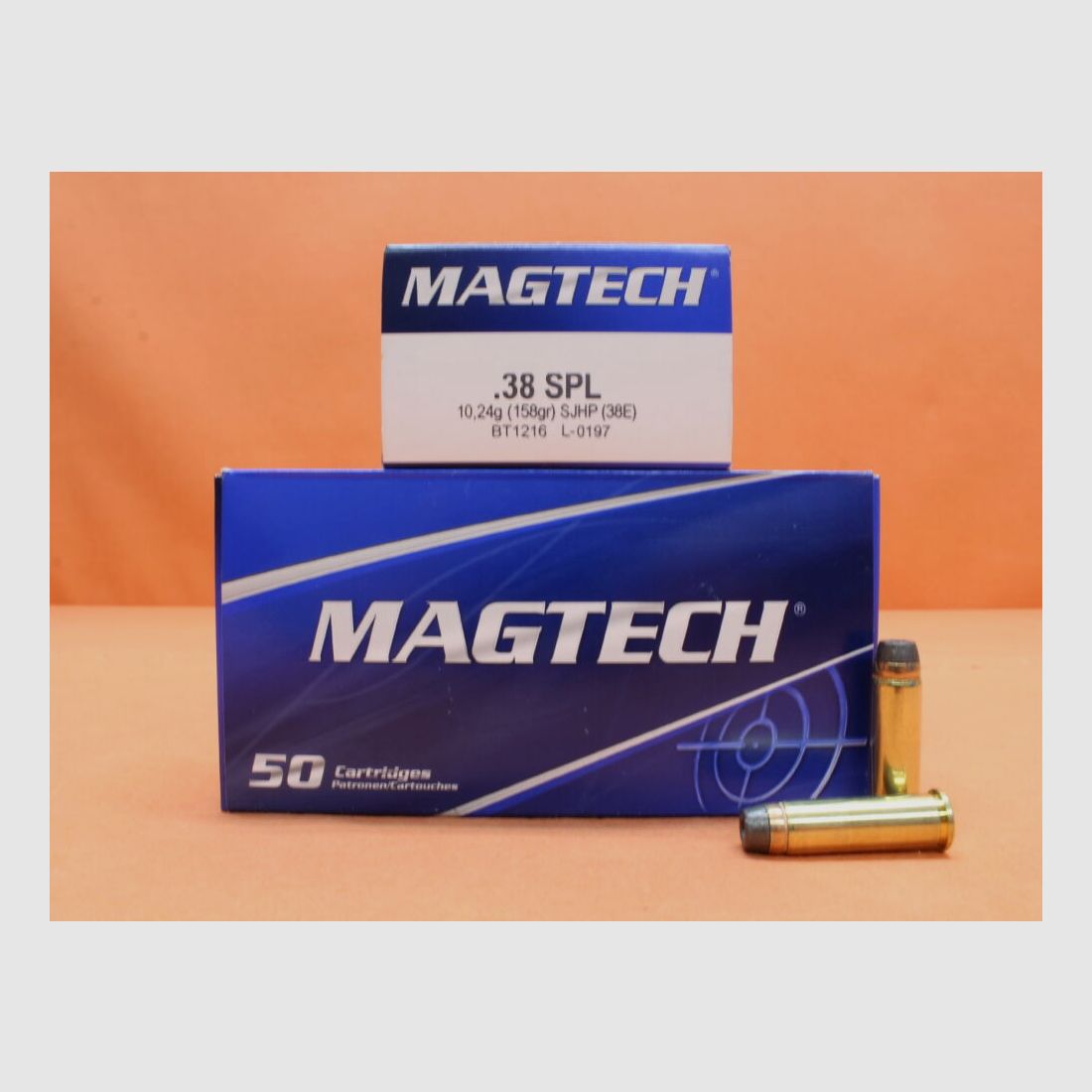 Cartucho Magtech .38Special Magtech 158grs SJHP (38E) VE 50 cartuchos/ 10,24g punta hueca de media cubierta