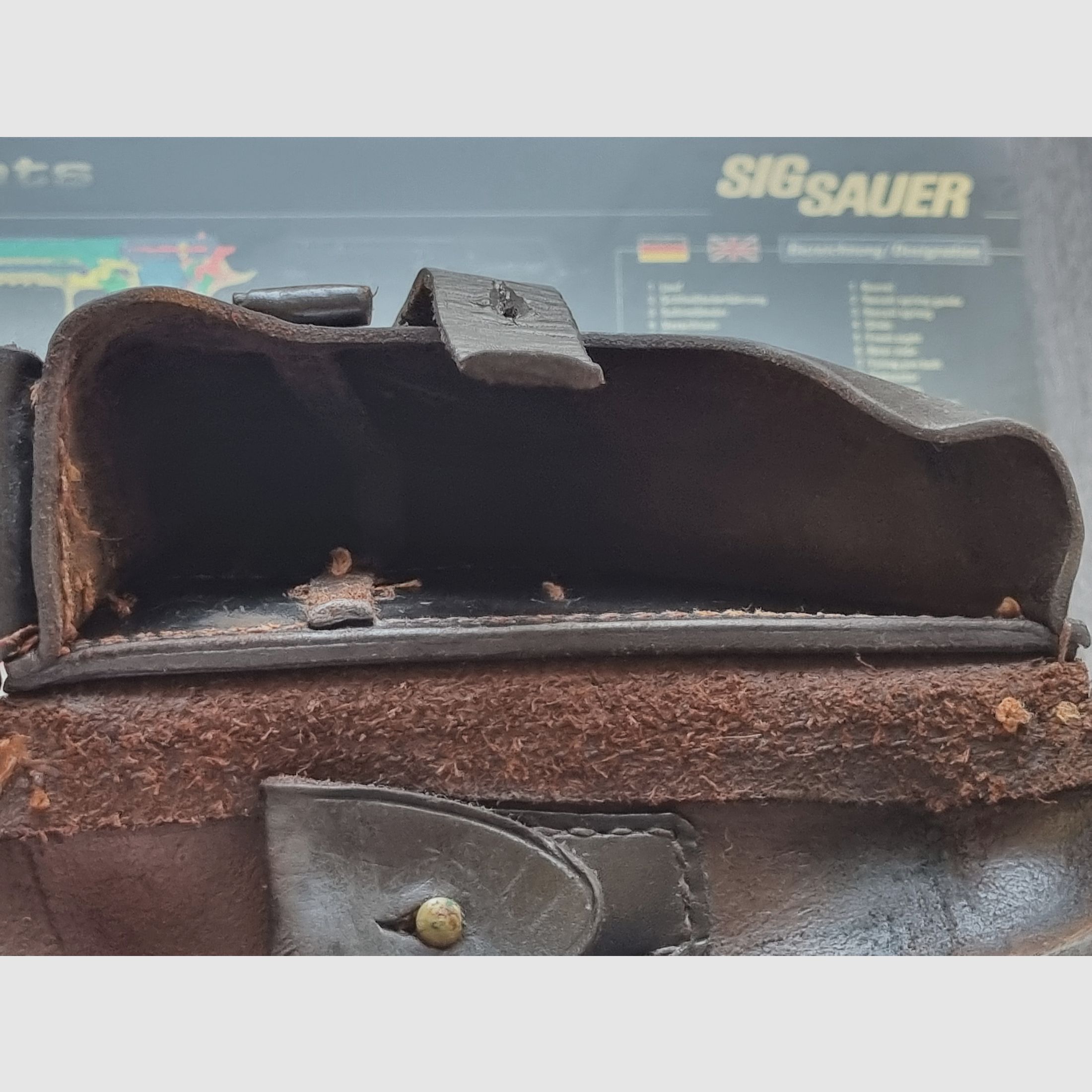 1915 DWM P08 Artillerie Leder-Holster von Steinmetz Breslau (B.A.X.) / Preis ist VHB