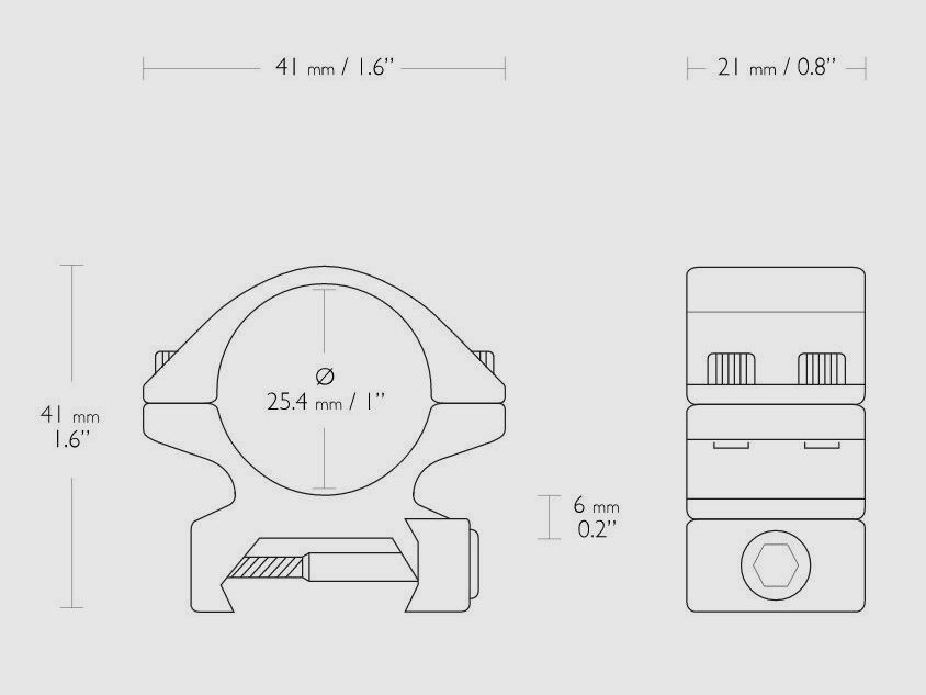 HAWKE 22112 montaggio anello basso 25,4 mm per guida Weaver supporto per telescopio