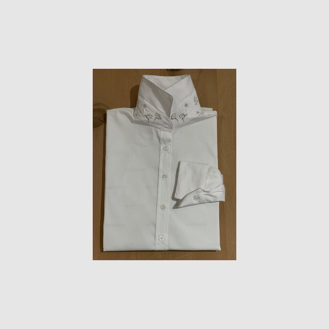 Wallmann Bluse Hirsch-Edelweiss in Weiss/Beige
