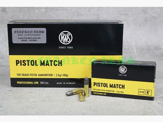 RWS Pistol Match .22 l.r. 40gr. 2.6g 50 pieces quantity discounts