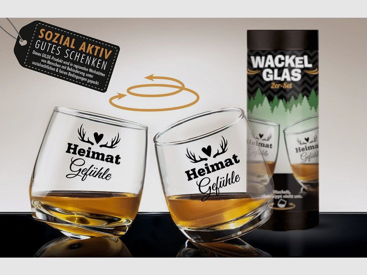 Gilde Wackelglas Geweih Heimatgefühle 2er Set