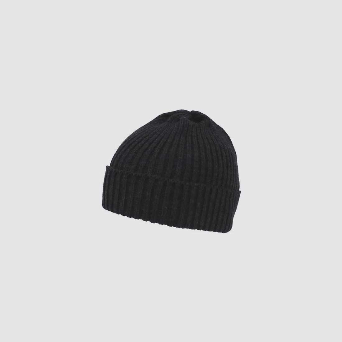 Beanie, acrylic, anthracite, finely knitted, short