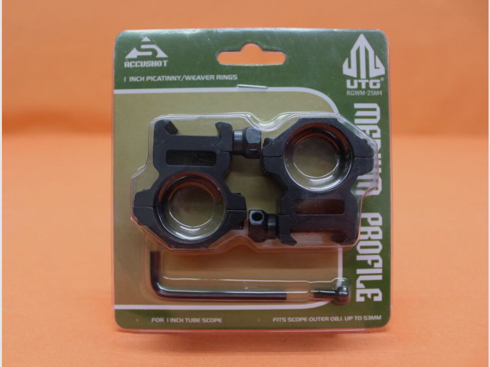 UTG - Leapers UTG Accushot Montageringe 1" Medium (RGWM-25M4) Alu schwarz matt für Picatinnyprofil BH=14mm
