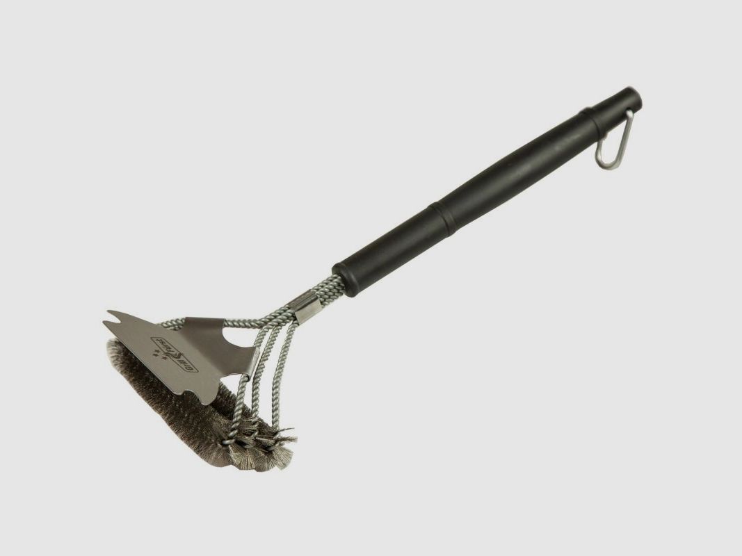 Grillfürst Grillbürste Edelstahl, mit breitem 3-fach Bürstenkopf und Schaber