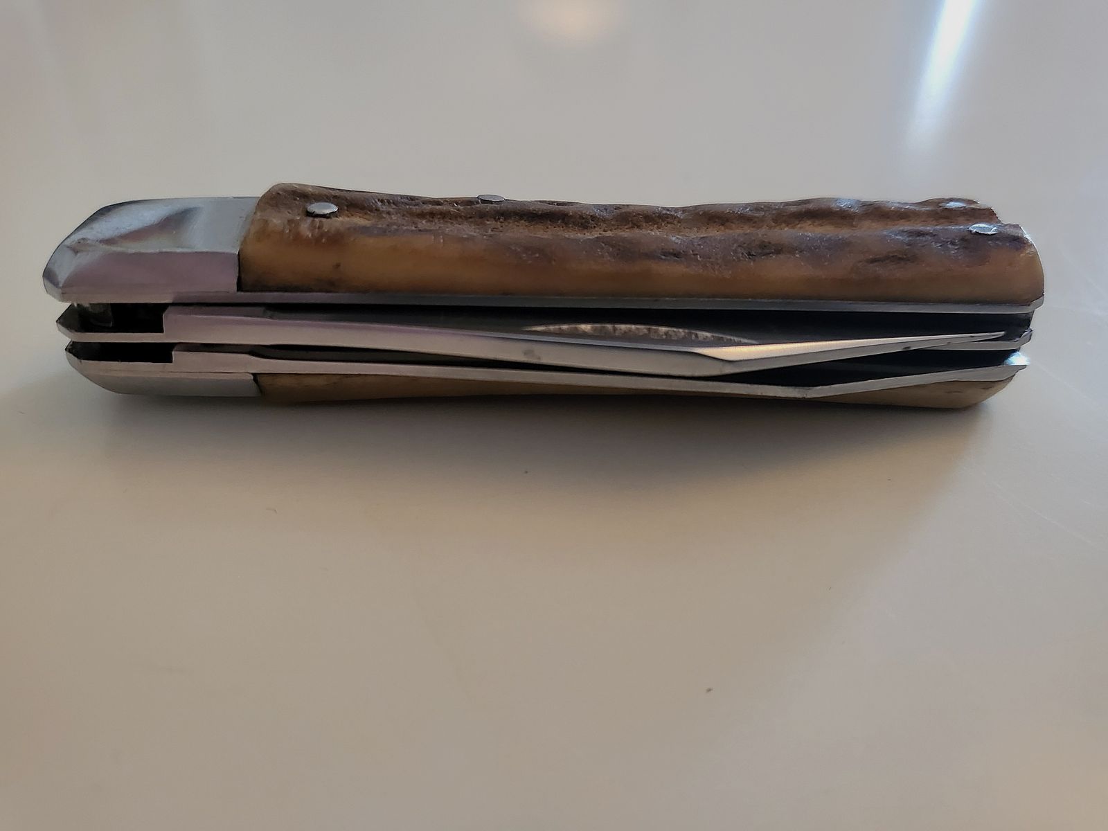 GML Leegebruch Jagdtaschenmesser – Handarbeit – Echtes Hirschhorn – DDR Rarität