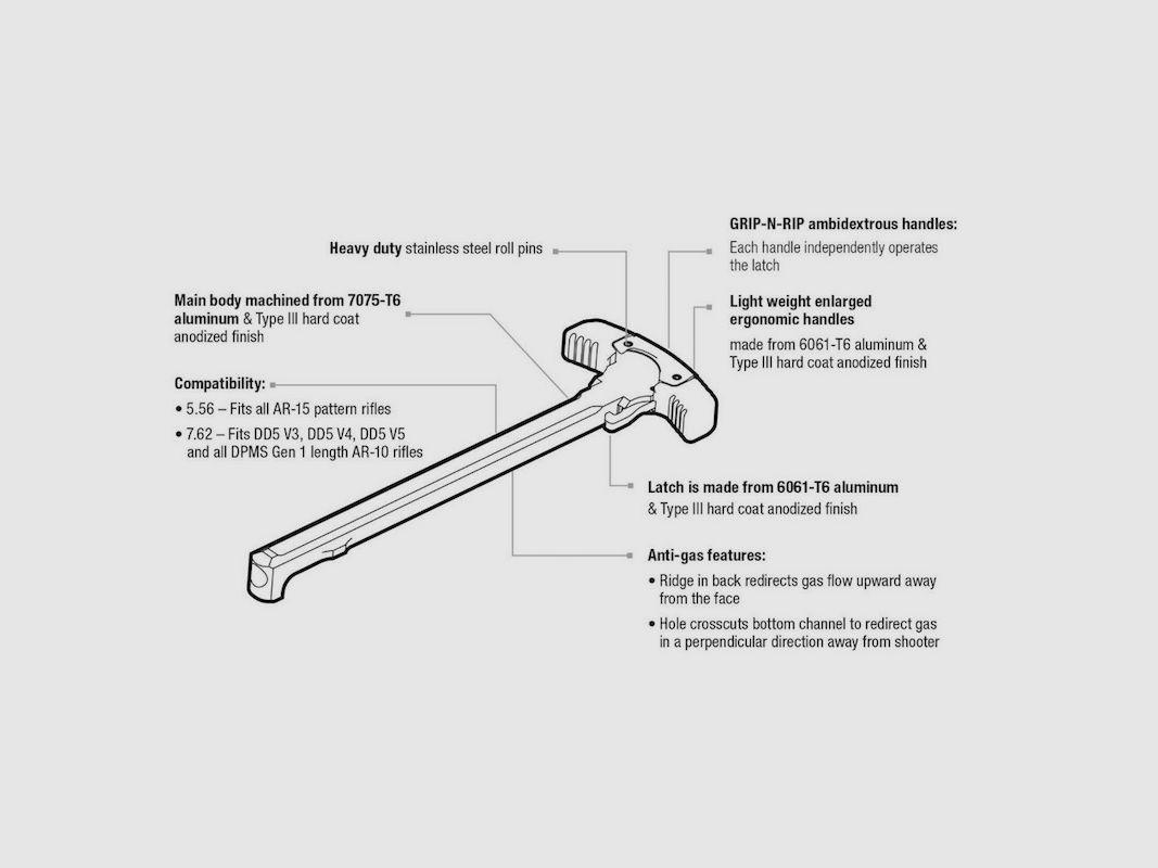 Daniel Defense GRIP-N-RIP™ Maniglia di Carica AR-15, immagine 3 di 3