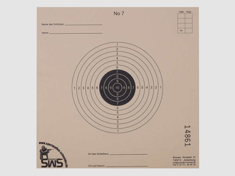 Luftgewehr Zielscheibe Spezial No. 7 10er Ring 14 x 14 cm 1000 StĂĽck