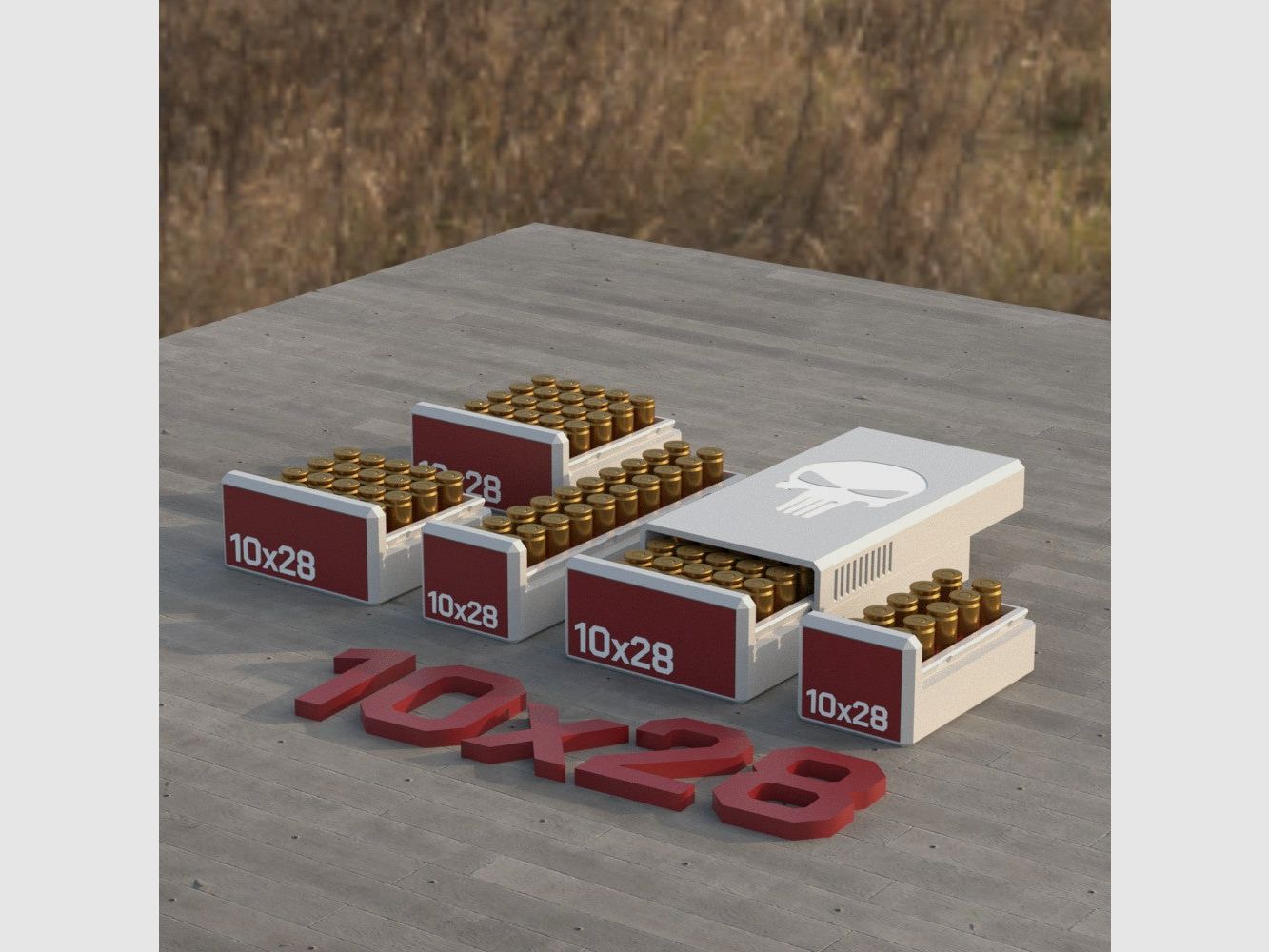 Filamelt scatola per munizioni / Scatola per munizioni 10x28 - scatola per cartucce per 50 colpi, Made in Germany