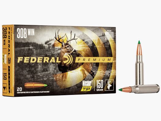 Federal Premium Nosler Ballistic Tip Hunting .308 Win. 150GR 20 cartridges