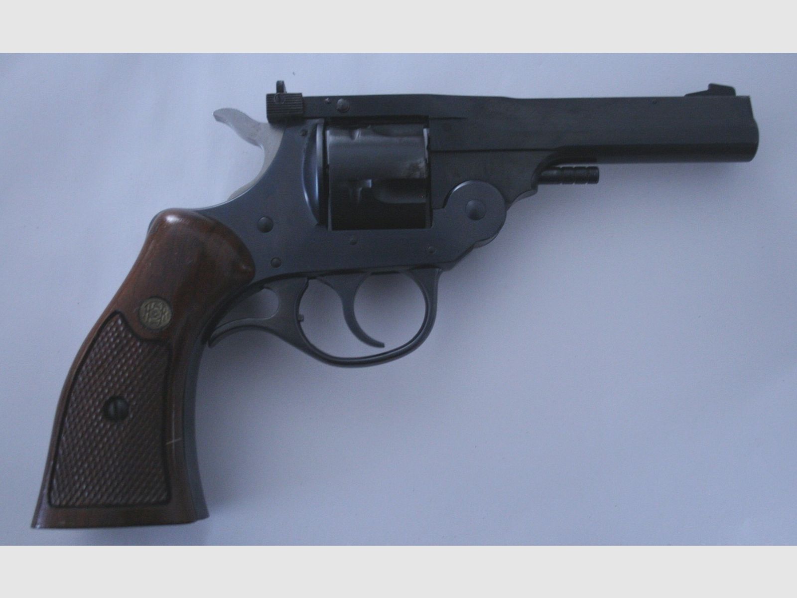 Super seltener Harrington & Richardson Kipplaufrevolver Ganzstahl von Cal. 22 auf 9mm Platz umgebaut PTB 206