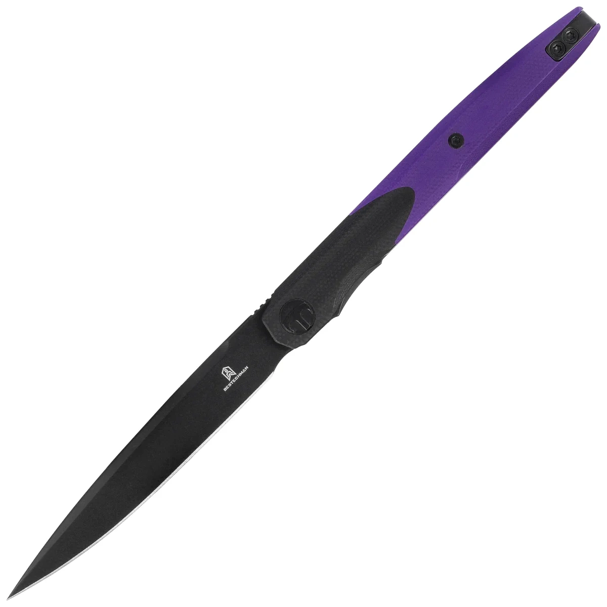 Folding knife Bestechman Lanza Black/Purple G10, Black PVD 14C28N by Grzegorz Grabarski (BMK14E)